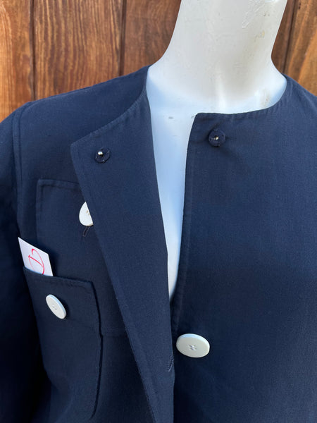 1980s Bill Blass Navy Cotton Jacket