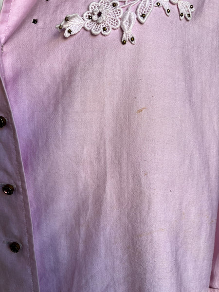 1950s Pink Rhinestone Top