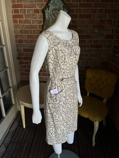 1950s Eyelet Floral Dress