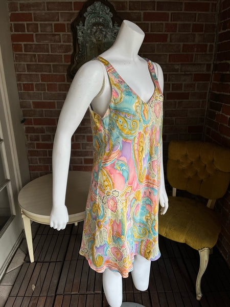 Y2K Paisley Silk Chemise Dress