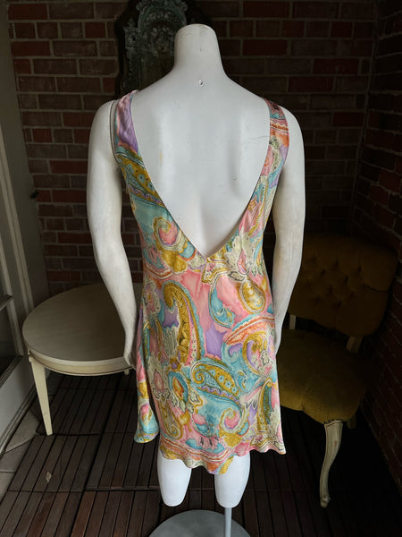 Y2K Paisley Silk Chemise Dress