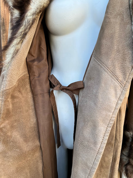 1970s Suede Faux Fur Coat