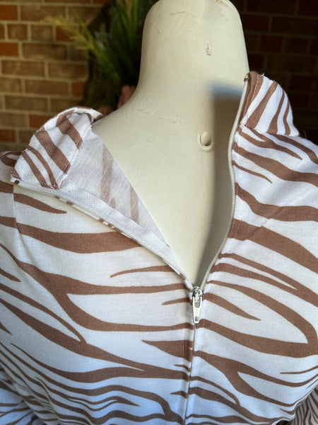 1970s Brown Zebra Print Dress