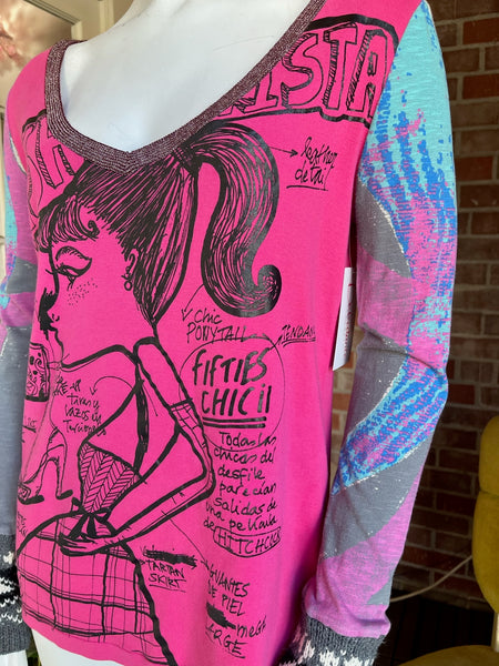 1990s Custo Barcelona Pink Long Sleeve Top