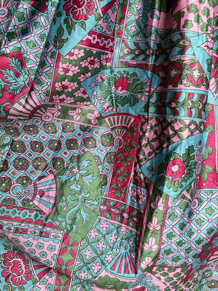 1960s Floral & Fans Dress