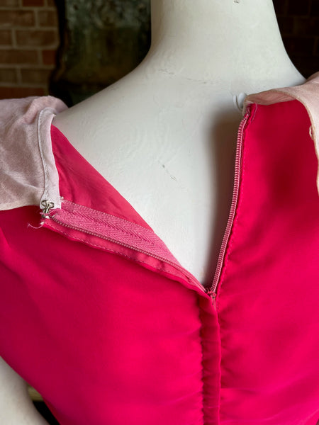1960s Miss Elliette Shocking Pink Chiffon Dress