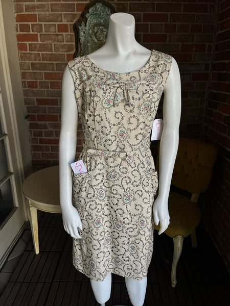 1950s Eyelet Floral Dress