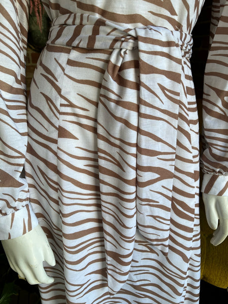 1970s Brown Zebra Print Dress