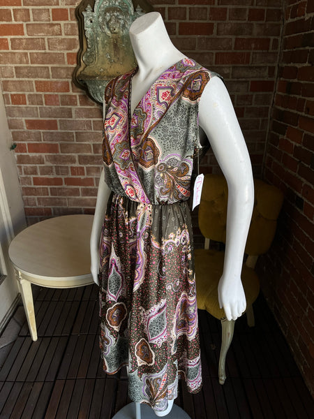 1970s Paisley Sheer Dress