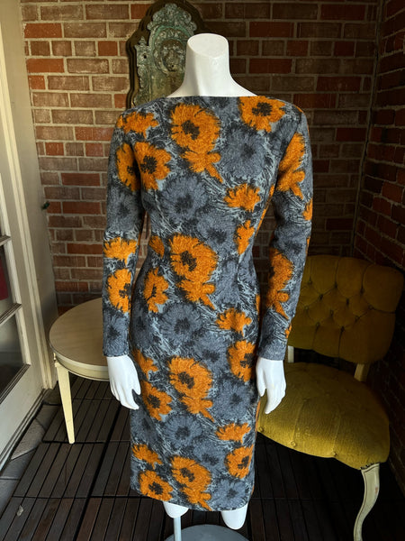 1960s Wool Floral Dress Estevez