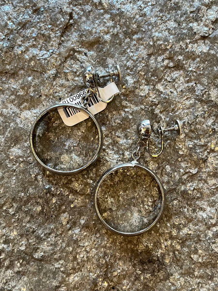 1960s Chrome Hoop Screw Back Earrings