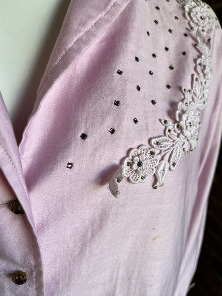 1950s Pink Rhinestone Top