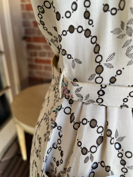 1950s Eyelet Floral Dress
