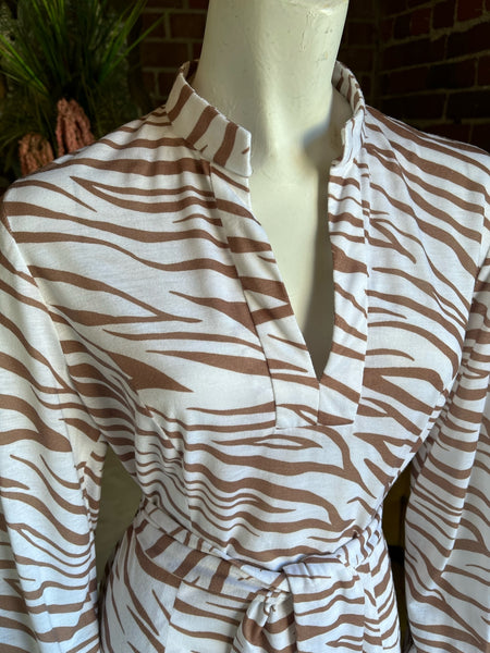 1970s Brown Zebra Print Dress