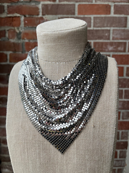 Mid Century Mesh Chainmail Bib Necklace