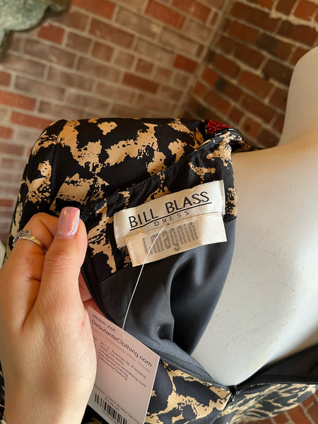 1980s Bill Blass Leopard Beaded Silk Dress