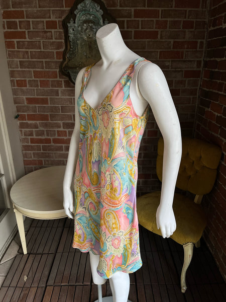 Y2K Paisley Silk Chemise Dress