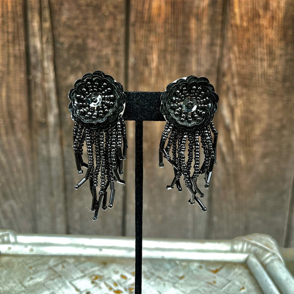 1980s Flower Fringe Earrings