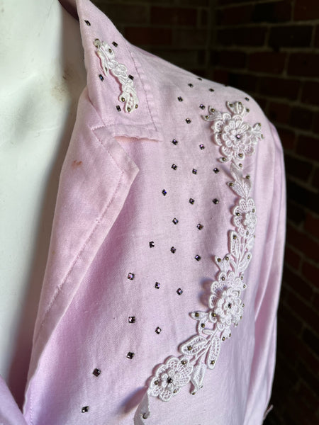 1950s Pink Rhinestone Top