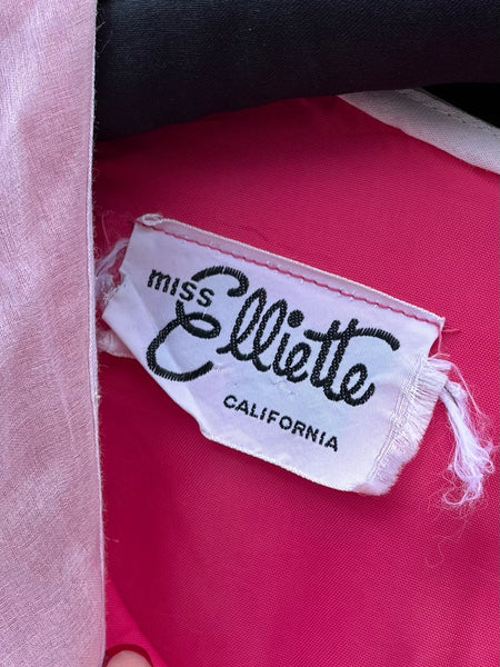 1960s Miss Elliette Shocking Pink Chiffon Dress
