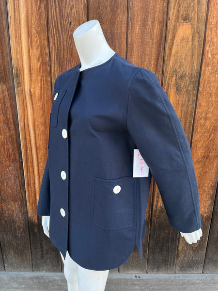 1980s Bill Blass Navy Cotton Jacket