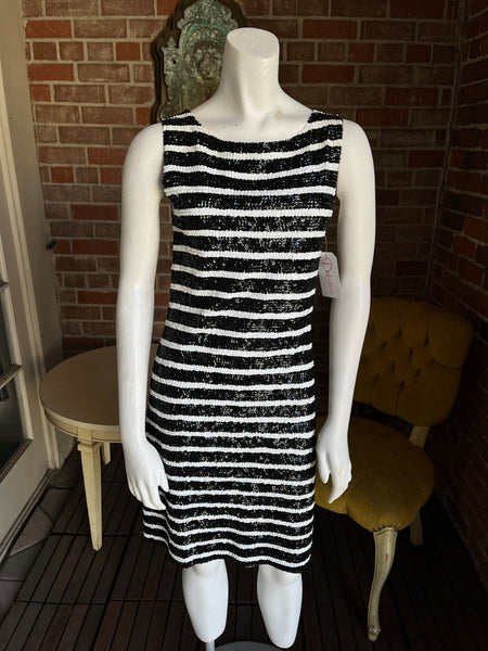 1960s Black & White Sequin Dress