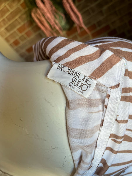 1970s Brown Zebra Print Dress
