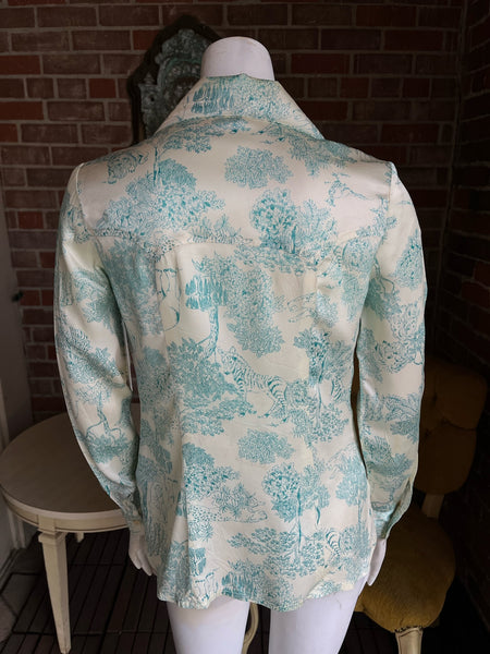 1970s Jungle Print Satin Top