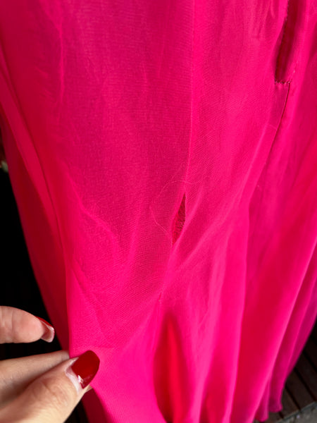 1960s Miss Elliette Shocking Pink Chiffon Dress