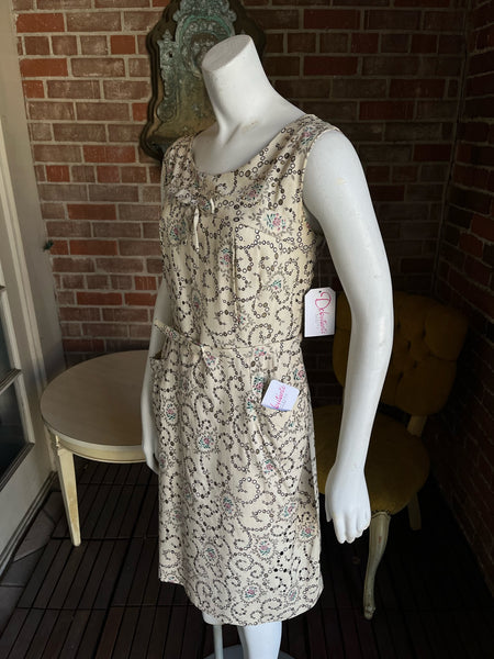 1950s Eyelet Floral Dress