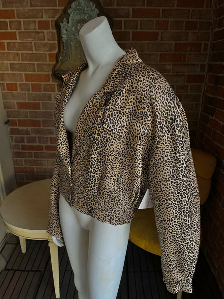 1990s Silk Leopard Cropped Jacket