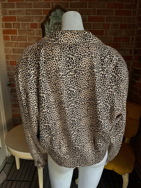 1990s Silk Leopard Cropped Jacket