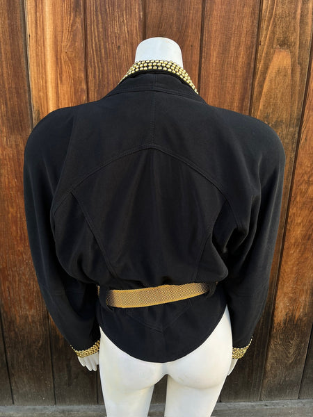 1980s Gold & Rhinestone Studded Cropped Jacket