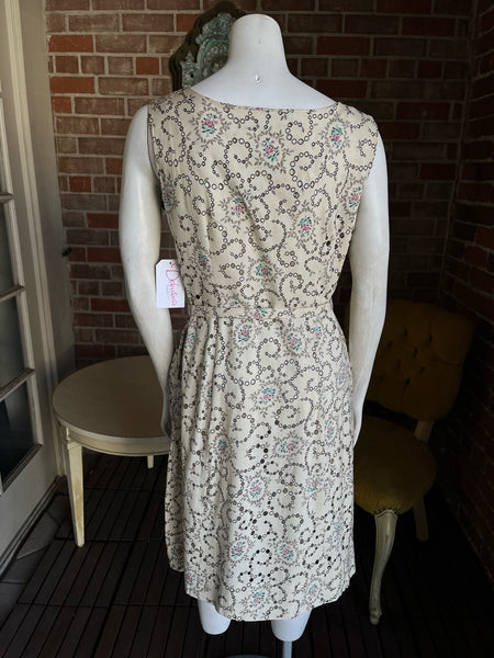 1950s Eyelet Floral Dress