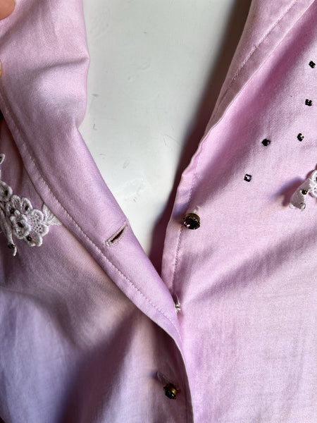 1950s Pink Rhinestone Top