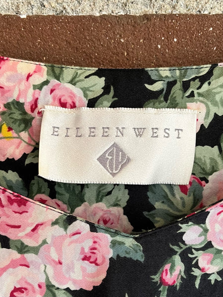 1980s Polished Cotton Roses Dress