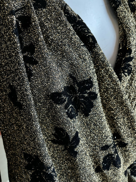 1980s Anne Klein Gold Velvet Top
