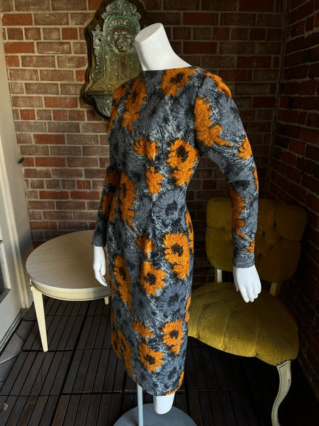 1960s Wool Floral Dress Estevez