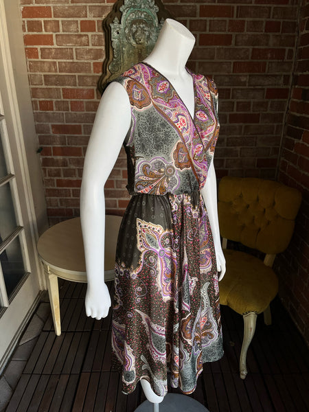 1970s Paisley Sheer Dress