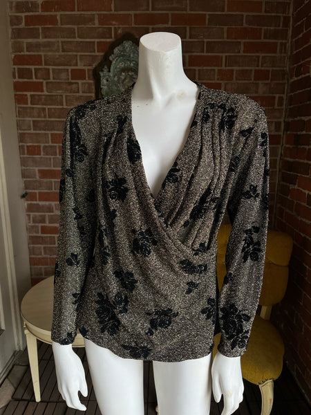 1980s Anne Klein Gold Velvet Top
