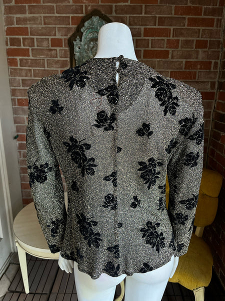 1980s Anne Klein Gold Velvet Top