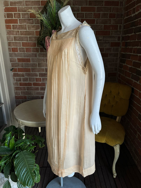 1920s Pintucked Silk Dress