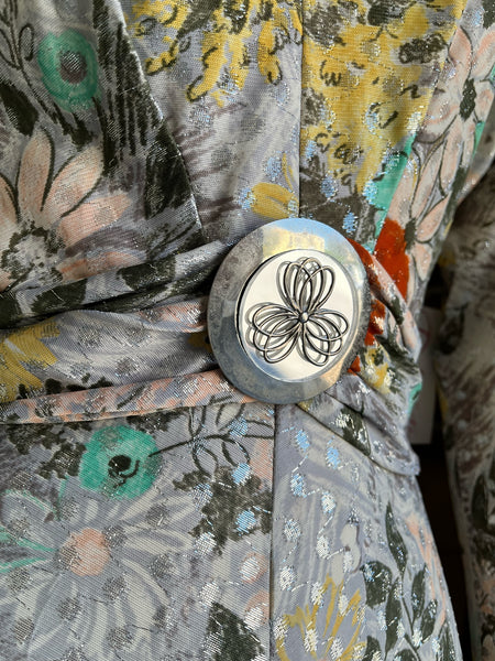 1970s Floral Lamè Dress