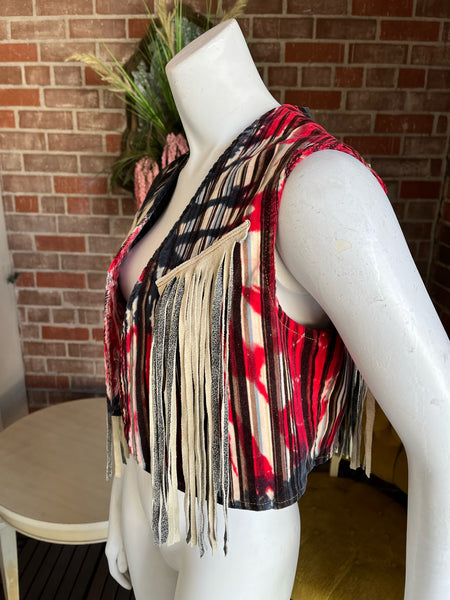 Tie-Dye Western Fringe Vest