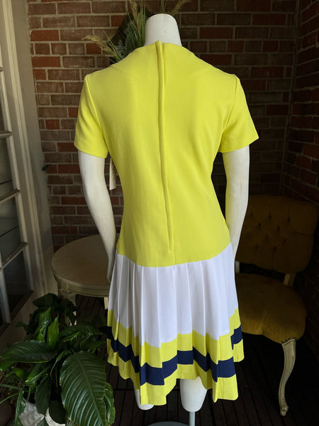 1960s Drop Waist Pleated Dress