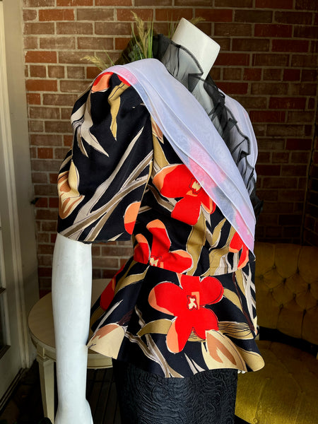 1980s Floral Ruffled Jacket