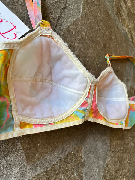 1960s Abstract Cotton Bikini Top