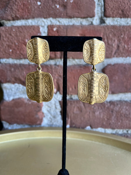 Brass Hieroglyphic Earrings