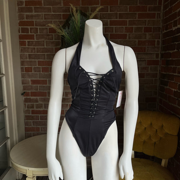 1980s Black Swimsuit Fredericks of Hollywood
