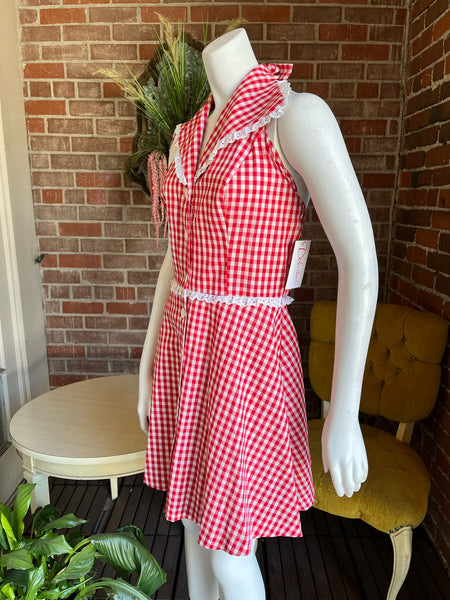 1970s Red Gingham Halter Dress